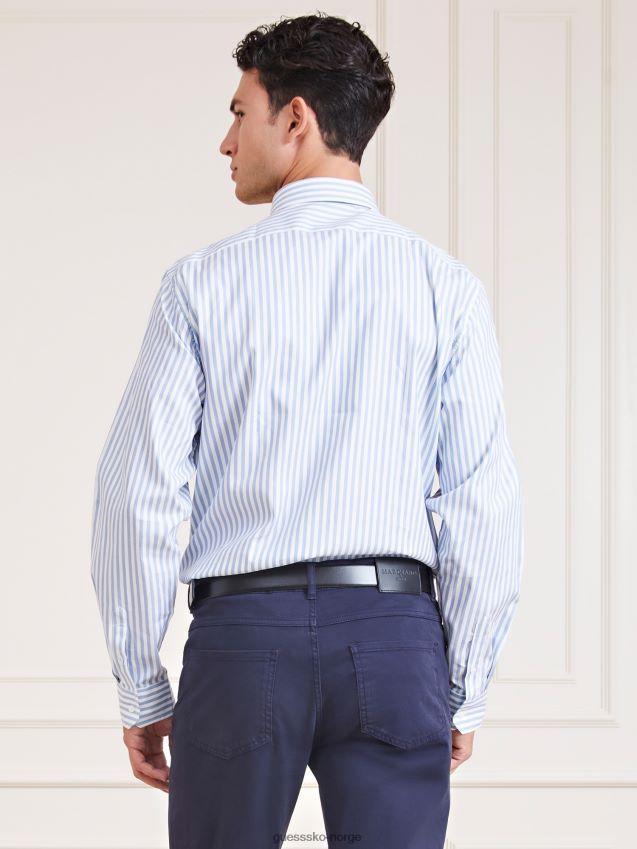 Guess marciano stripet skjorte lyseblå lyse blå menn F0LJ80314