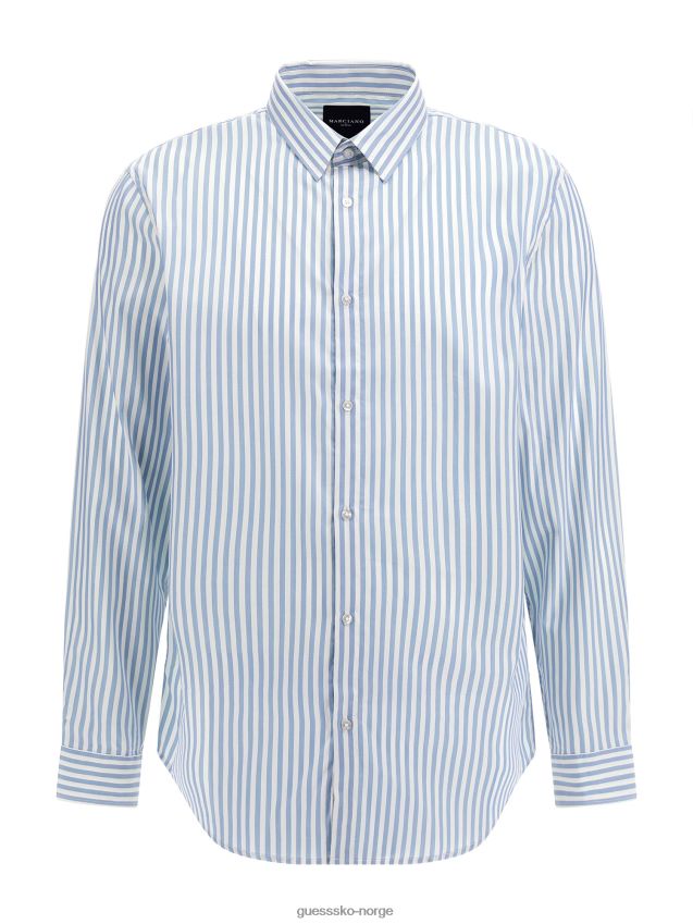 Guess marciano stripet skjorte lyseblå lyse blå menn F0LJ80314