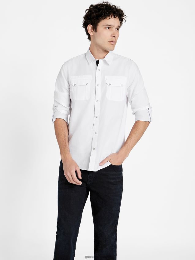 Guess marco skjorte ren hvit Ren hvit menn F0LJ808259