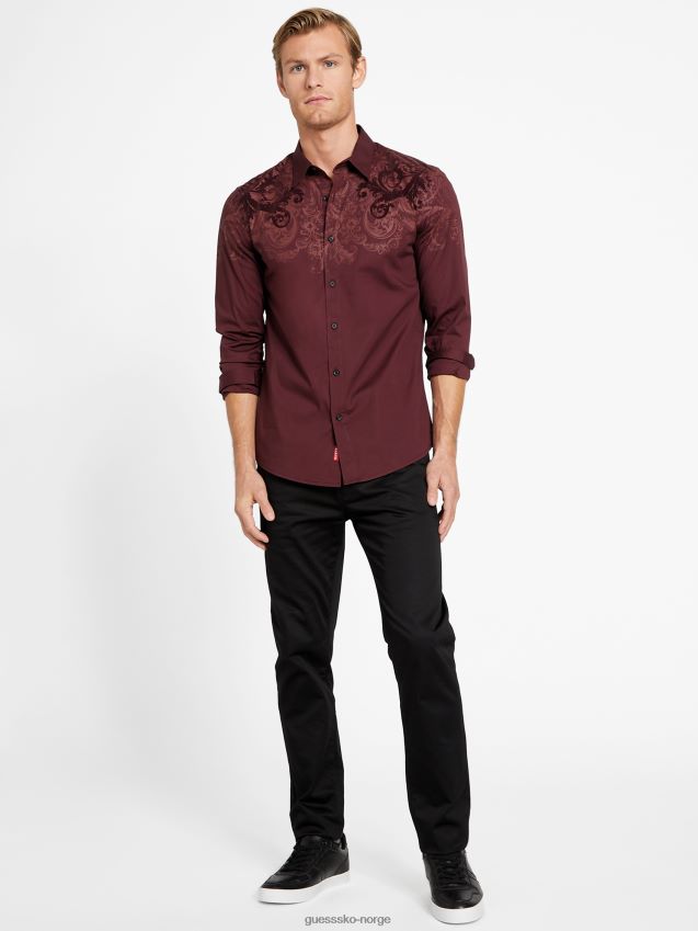 Guess marmont rød orrin skjorte marmont rød menn F0LJ808075