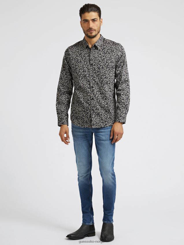 Guess mini skjorte med blomstertrykk svart svart menn F0LJ80863