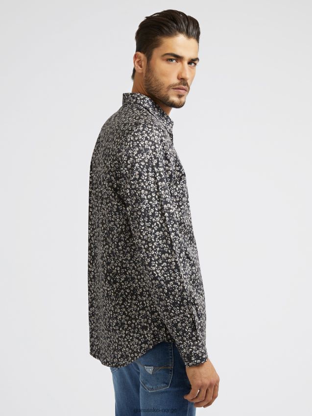 Guess mini skjorte med blomstertrykk svart svart menn F0LJ80863