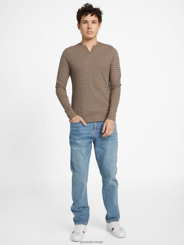 Guess mokka latte multi benny split skjorte mokka latte multi menn F0LJ808368