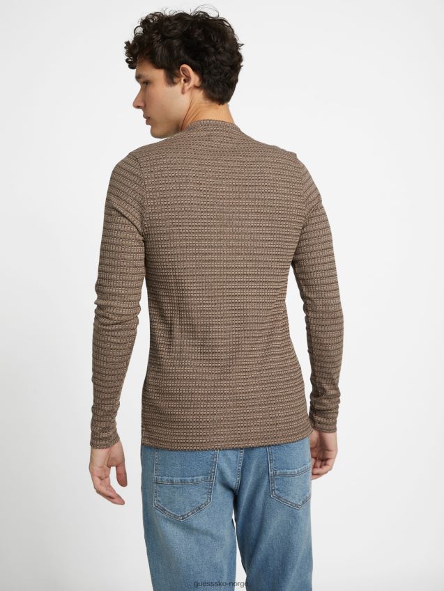 Guess mokka latte multi benny split skjorte mokka latte multi menn F0LJ808368