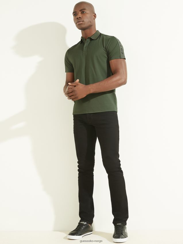 Guess paul pique tape poloskjorte jungelgrønn jungel greener menn F0LJ8010560
