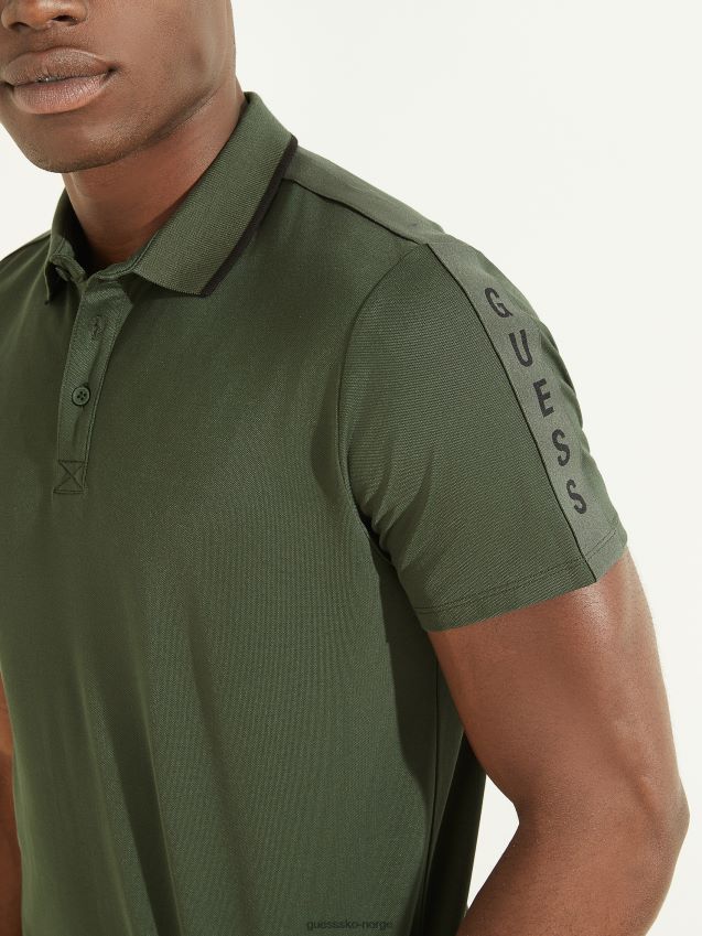 Guess paul pique tape poloskjorte jungelgrønn jungel greener menn F0LJ8010560