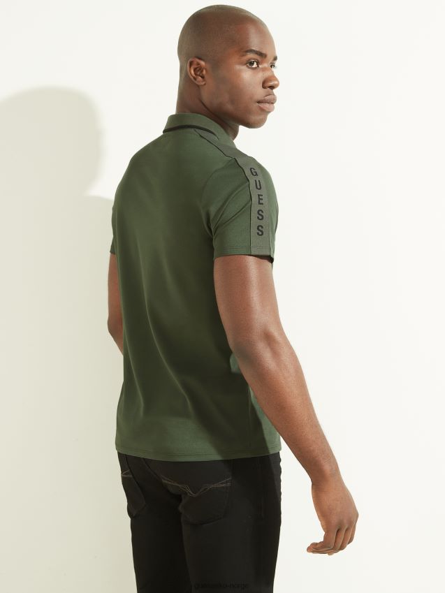 Guess paul pique tape poloskjorte jungelgrønn jungel greener menn F0LJ8010560