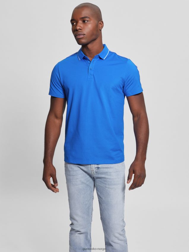 Guess paul pique tape poloskjorte lys zaffre lyse zaffre menn F0LJ8010653