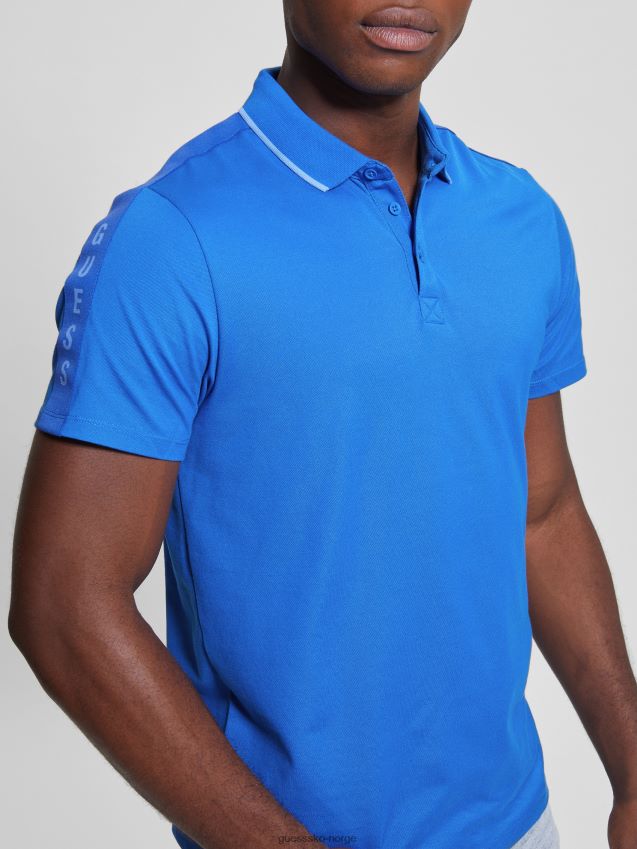 Guess paul pique tape poloskjorte lys zaffre lyse zaffre menn F0LJ8010653