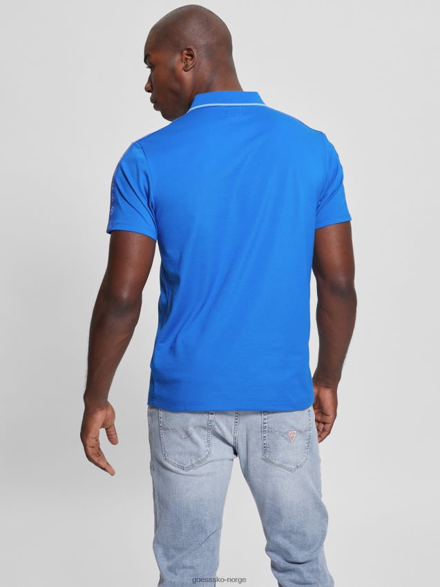 Guess paul pique tape poloskjorte lys zaffre lyse zaffre menn F0LJ8010653