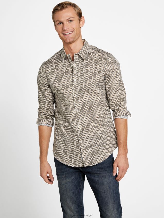 Guess pearl oyster aries mosaikkskjorte perle østers menn F0LJ808327