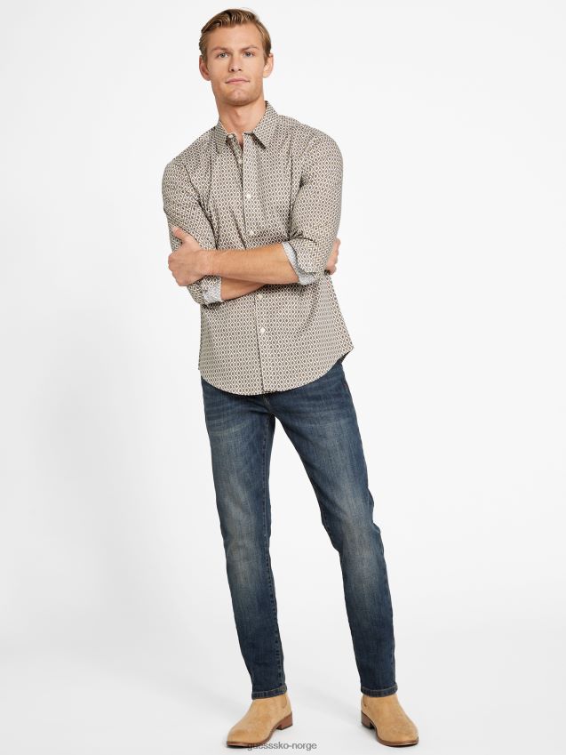 Guess pearl oyster aries mosaikkskjorte perle østers menn F0LJ808327