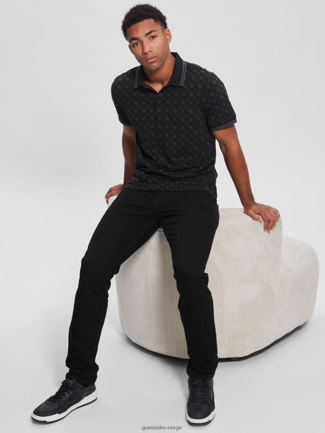 Guess peon logo svart olympic pique peon polo gjett peon logo svart menn F0LJ8010579