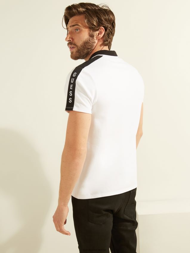Guess pique logo tape polo ren hvit Ren hvit menn F0LJ8010817