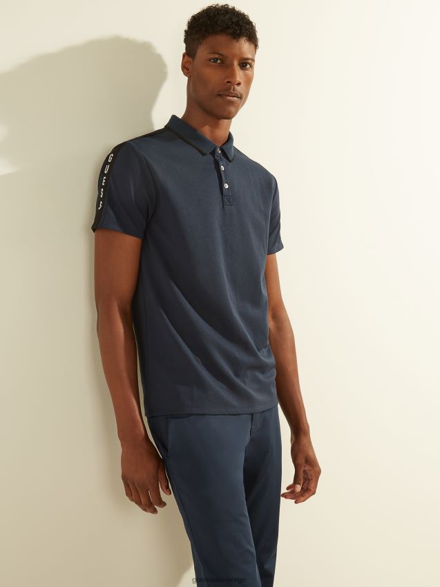 Guess pique logo tape polo silkeblå silkeblått menn F0LJ8010728