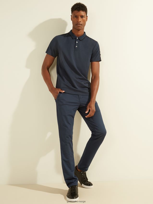 Guess pique logo tape polo silkeblå silkeblått menn F0LJ8010728