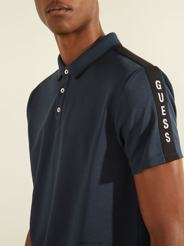 Guess pique logo tape polo silkeblå silkeblått menn F0LJ8010728
