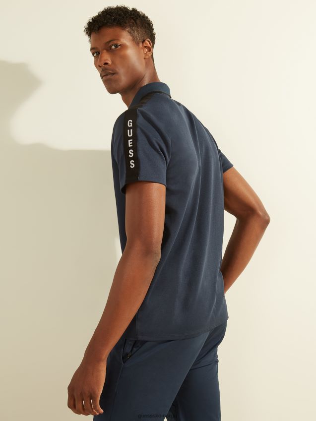 Guess pique logo tape polo silkeblå silkeblått menn F0LJ8010728