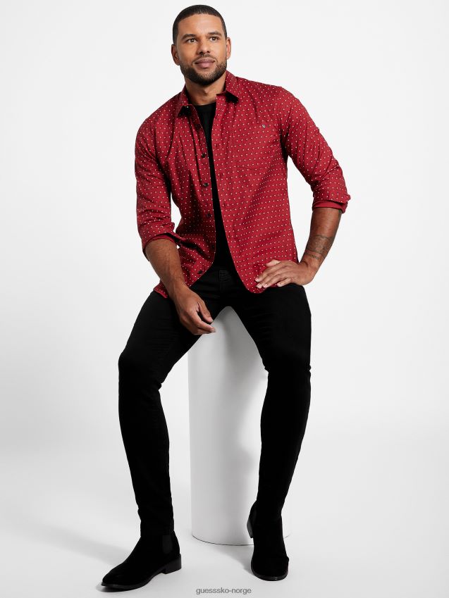 Guess rød noir tully geo lommeskjorte rød noir menn F0LJ807985