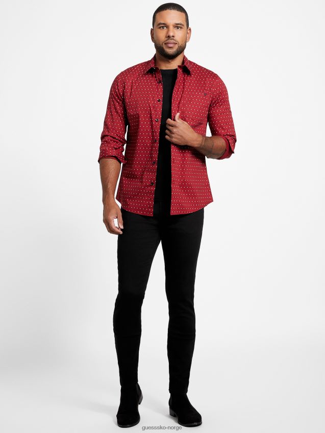 Guess rød noir tully geo lommeskjorte rød noir menn F0LJ807985