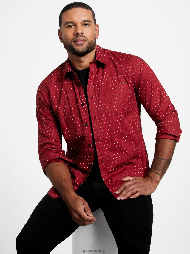 Guess rød noir tully geo lommeskjorte rød noir menn F0LJ807985