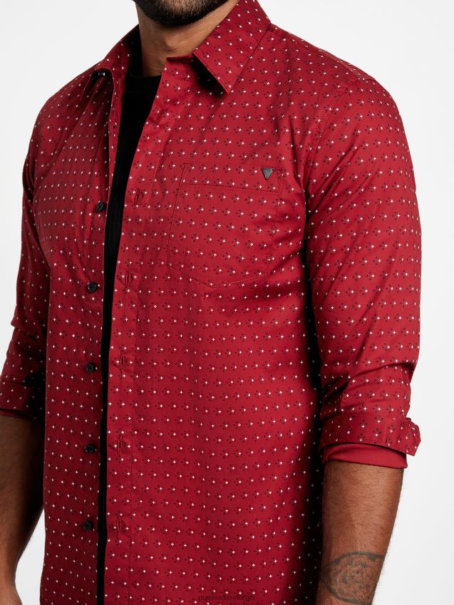 Guess rød noir tully geo lommeskjorte rød noir menn F0LJ807985