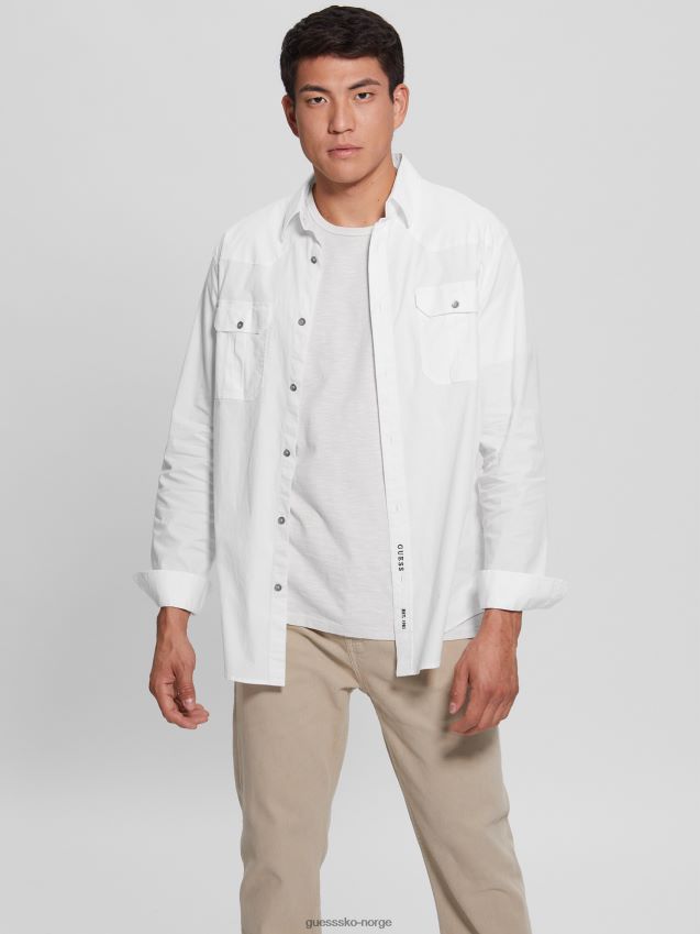 Guess ren hvit behandlet bomullsskjorte Ren hvit menn F0LJ8010343