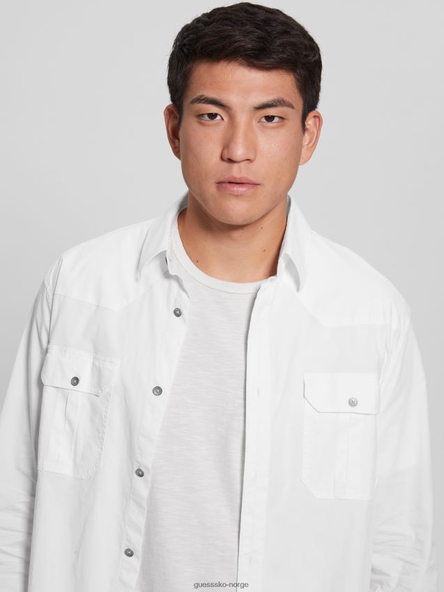 Guess ren hvit behandlet bomullsskjorte Ren hvit menn F0LJ8010343