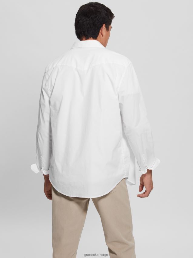 Guess ren hvit behandlet bomullsskjorte Ren hvit menn F0LJ8010343