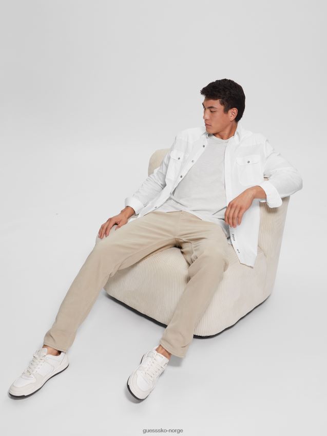 Guess ren hvit behandlet bomullsskjorte Ren hvit menn F0LJ8010343