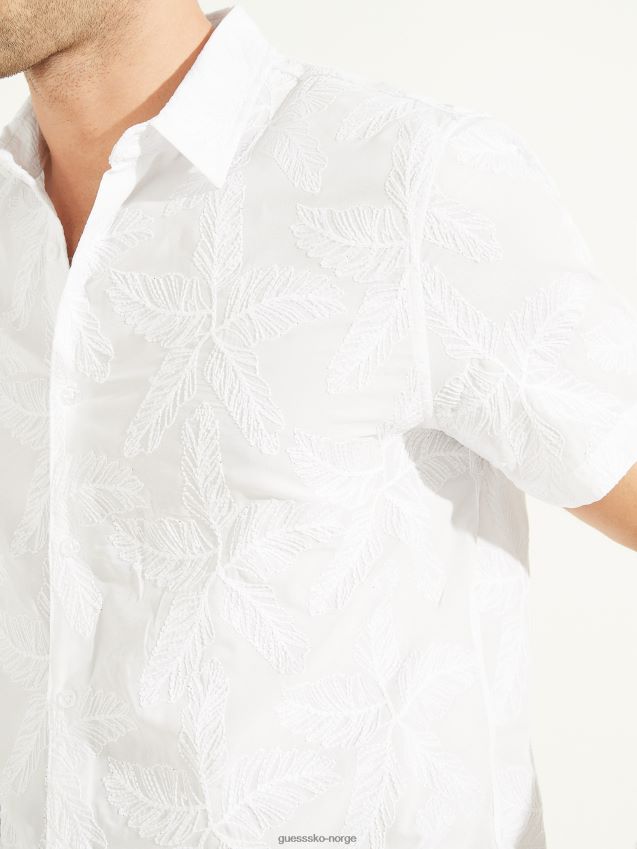 Guess ren hvit brodert blomsterskjorte Ren hvit menn F0LJ8010753