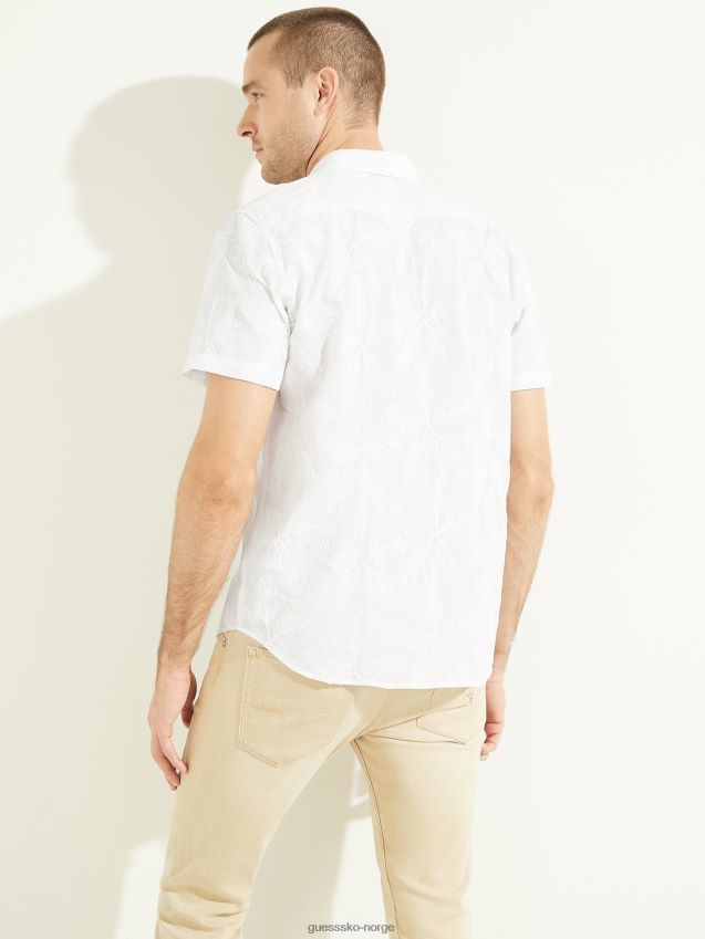 Guess ren hvit brodert blomsterskjorte Ren hvit menn F0LJ8010753