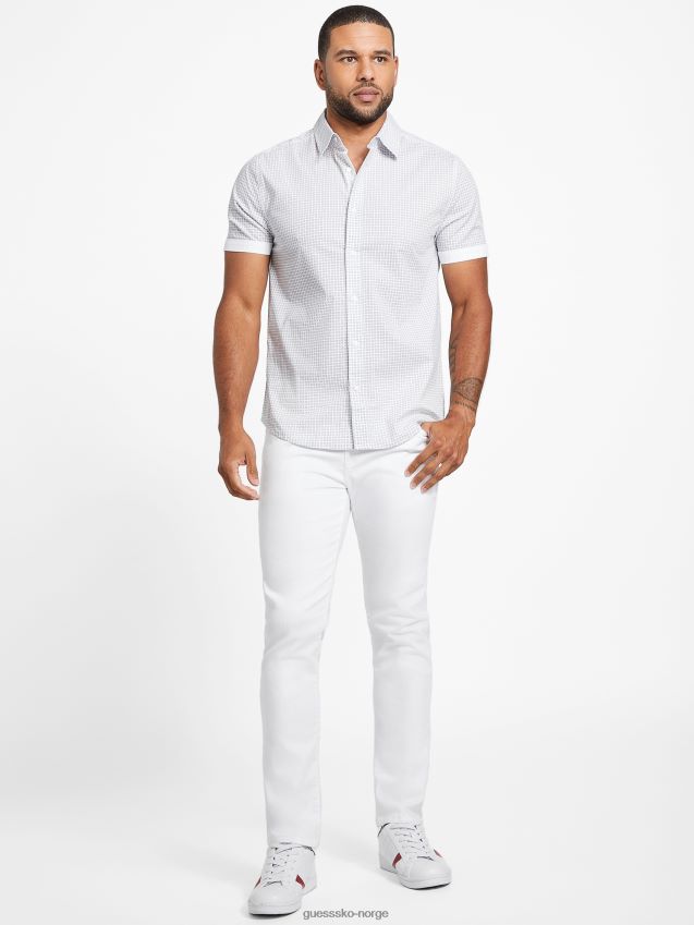Guess ren hvit gower geo-trykt skjorte Ren hvit menn F0LJ808169