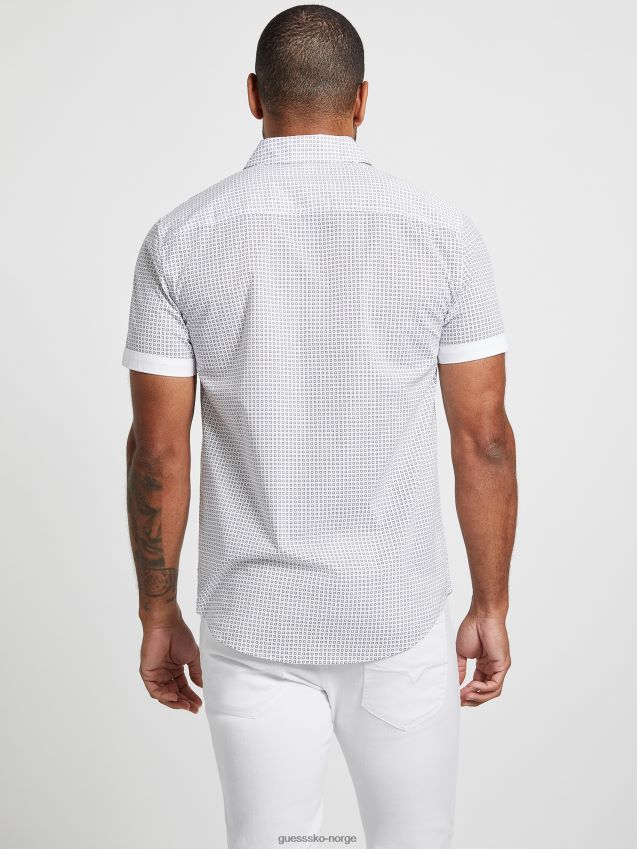 Guess ren hvit gower geo-trykt skjorte Ren hvit menn F0LJ808169