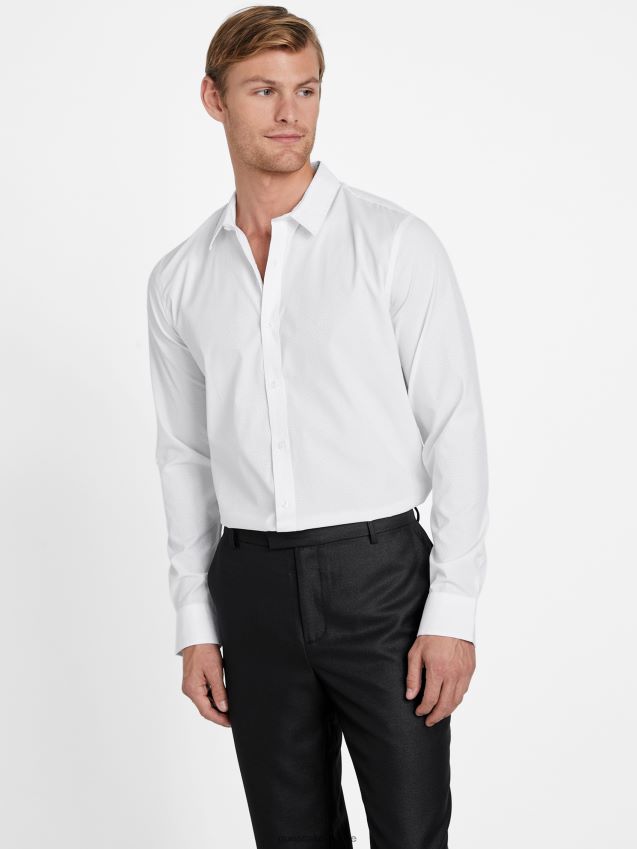 Guess ren hvit greyjoy teksturert skjorte Ren hvit menn F0LJ808567