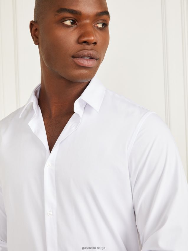 Guess ren hvit jacob mansjettskjorte med hakk Ren hvit menn F0LJ8010544
