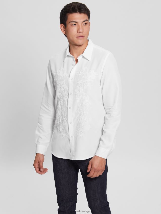 Guess ren hvit øko-brodert skjorte Ren hvit menn F0LJ8010736