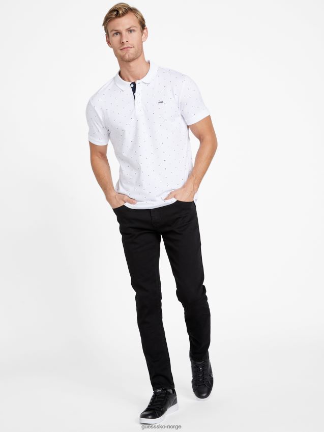 Guess ren hvit øko dev geometrisk poloskjorte Ren hvit menn F0LJ808264