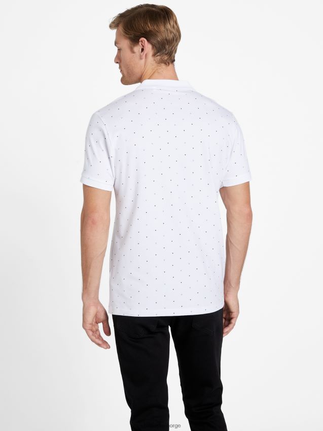 Guess ren hvit øko dev geometrisk poloskjorte Ren hvit menn F0LJ808264