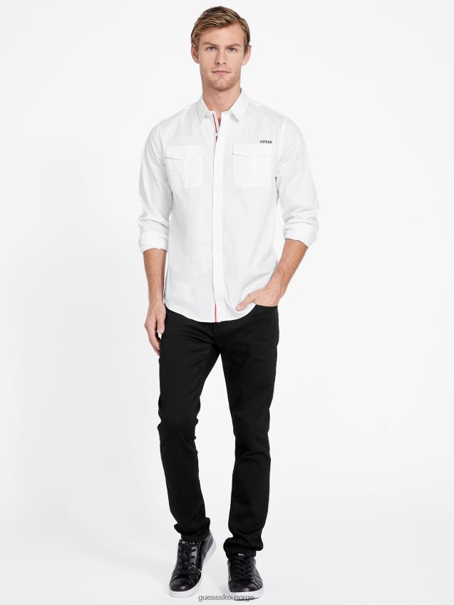 Guess ren hvit lingard langermet skjorte Ren hvit menn F0LJ808195