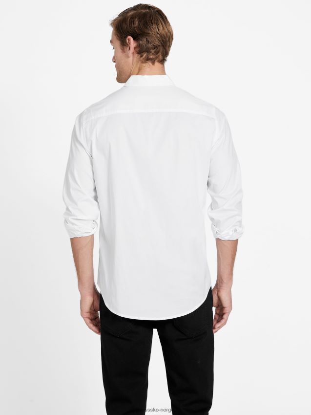 Guess ren hvit lingard langermet skjorte Ren hvit menn F0LJ808195