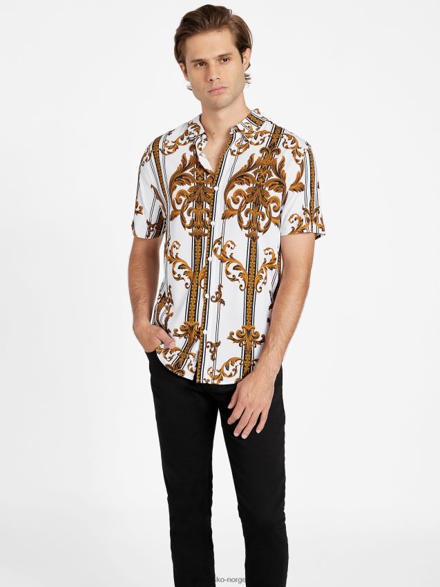 Guess ren hvit luis barokkskjorte Ren hvit menn F0LJ808375