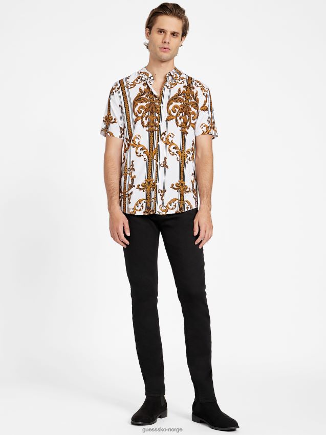 Guess ren hvit luis barokkskjorte Ren hvit menn F0LJ808375