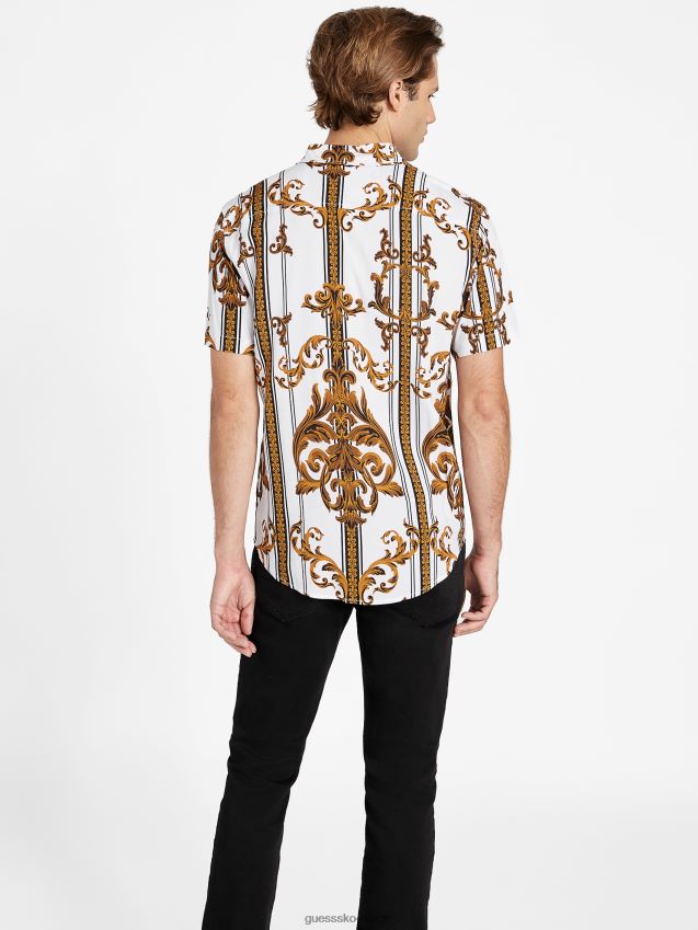 Guess ren hvit luis barokkskjorte Ren hvit menn F0LJ808375