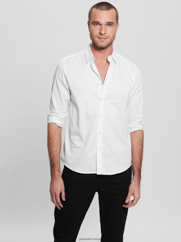Guess ren hvit luksus stretchskjorte Ren hvit menn F0LJ8010375