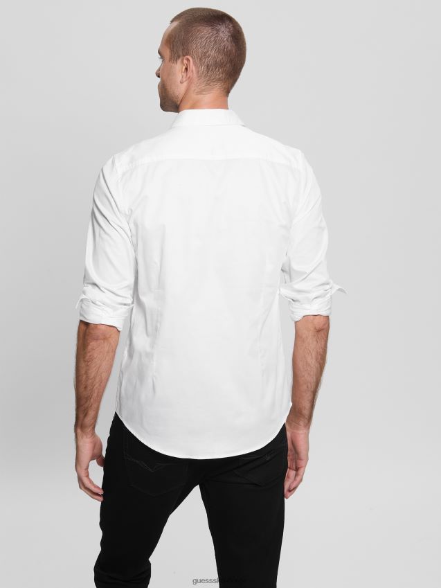 Guess ren hvit luksus stretchskjorte Ren hvit menn F0LJ8010375