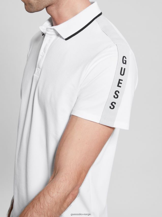 Guess ren hvit paul pique tape poloskjorte Ren hvit menn F0LJ8010729