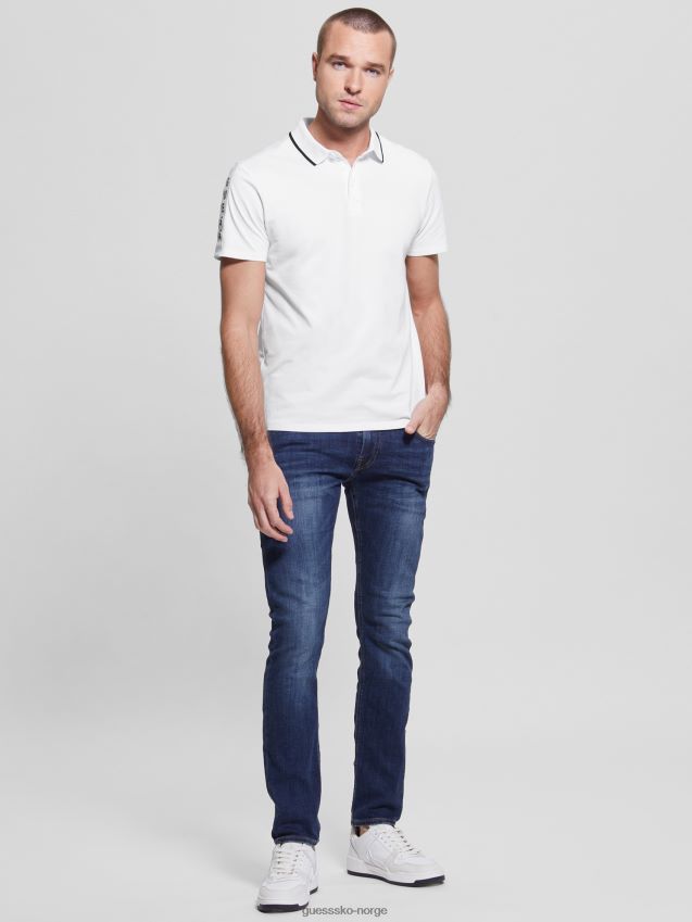 Guess ren hvit paul pique tape poloskjorte Ren hvit menn F0LJ8010729
