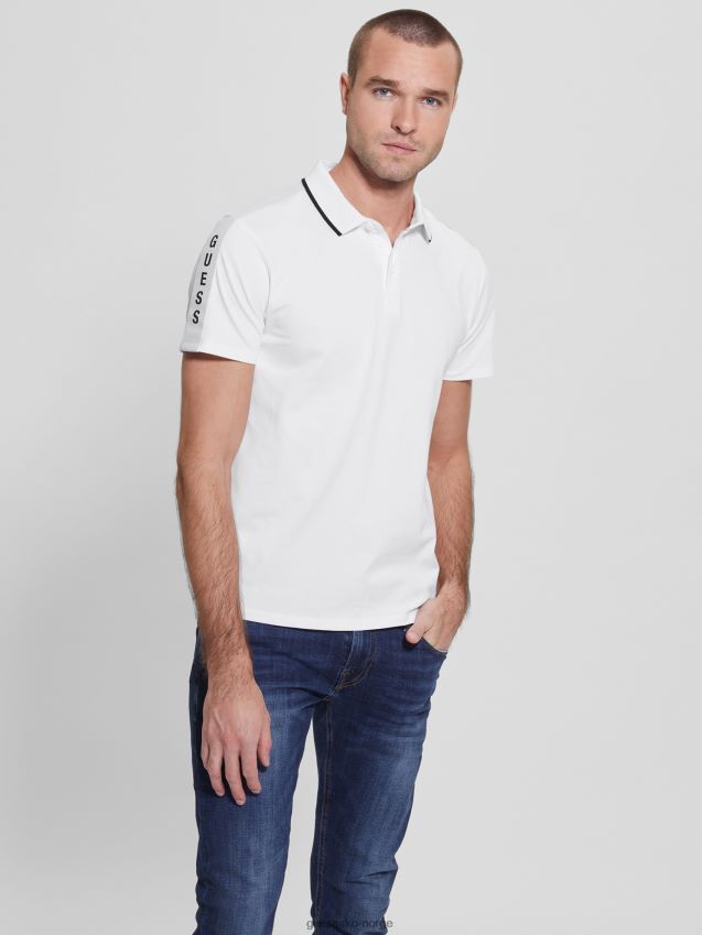 Guess ren hvit paul pique tape poloskjorte Ren hvit menn F0LJ8010729