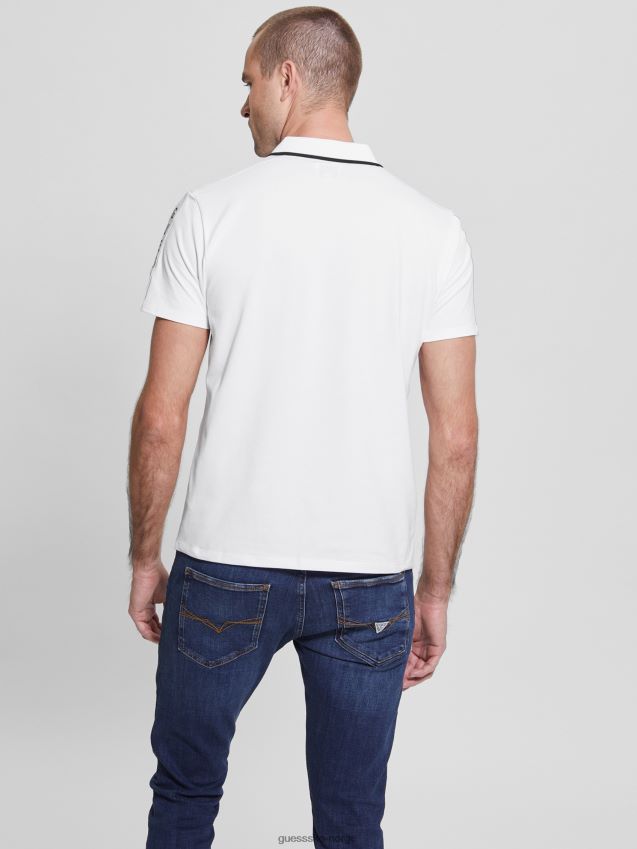 Guess ren hvit paul pique tape poloskjorte Ren hvit menn F0LJ8010729